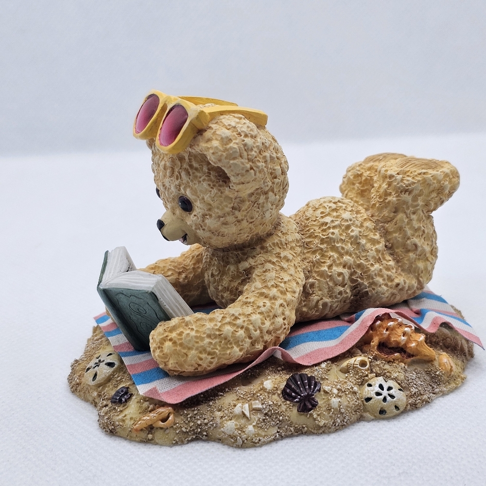 Hamilton Collection Snuggle Bear Sand Beach Sun Figurine 2001 Tanning Book Sea - Picture 4 of 5